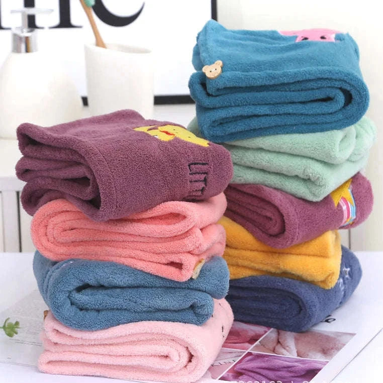 Embroidery Coral Fleece Hair Drying Cap-DEEP BLUE