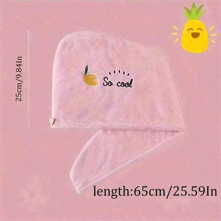 Embroidery Coral Fleece Hair Drying Cap for Faster Drying-DEEP BLUE