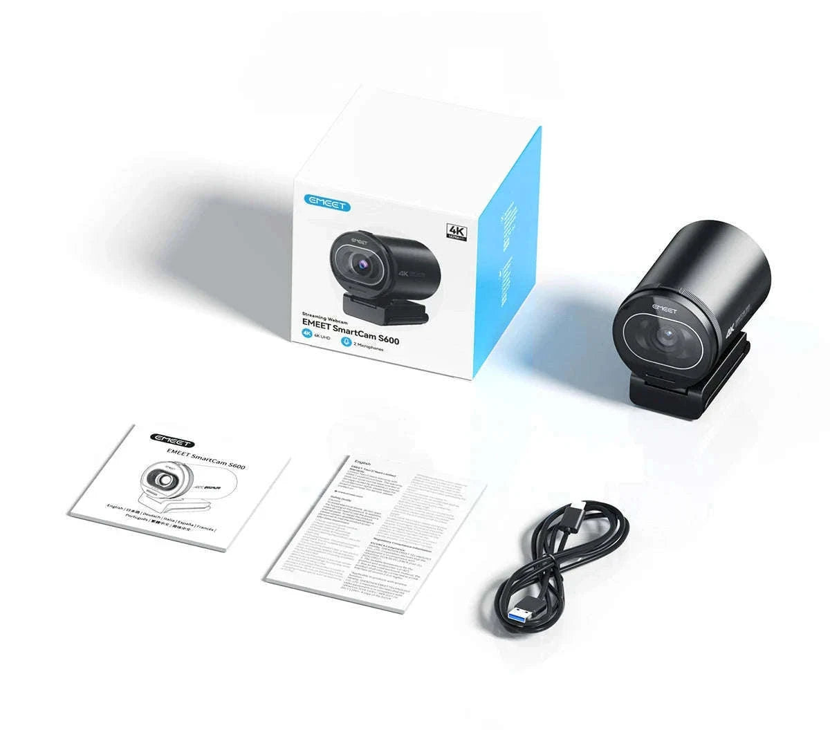 EMEET S600 4K Streaming Webcam with Autofocus and Dual Mics-Webcam 4K