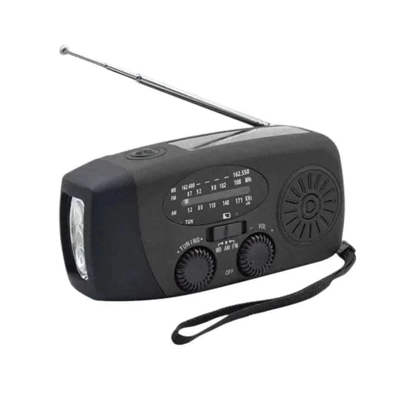 Emergency Hand Crank Radio with Solar Power and LED Light-red