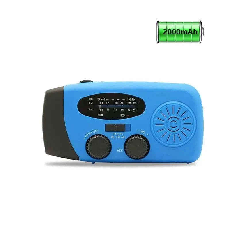 Emergency Hand Crank Radio with Solar Power and LED Light-red