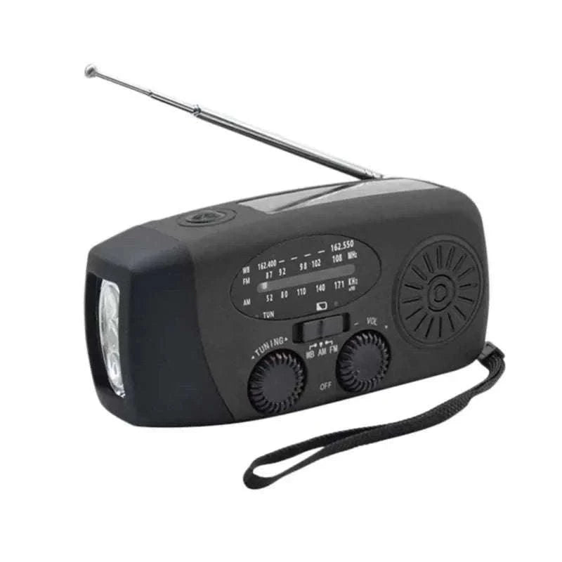 Emergency Hand Crank Radio with Solar Power and LED Light-red