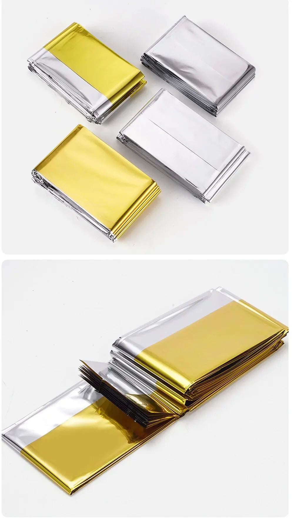 Emergency Thermal Poncho Blanket for Cold Weather Readiness-Silver Gold C