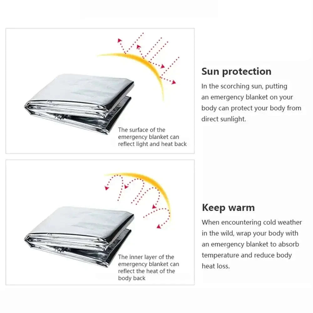 Emergency Thermal Poncho Blanket-Silver Gold C