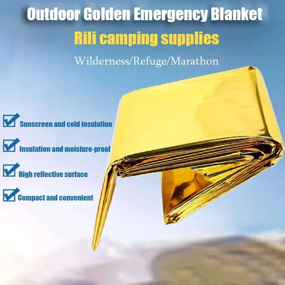 Emergency Thermal Poncho Blanket-Silver Gold C