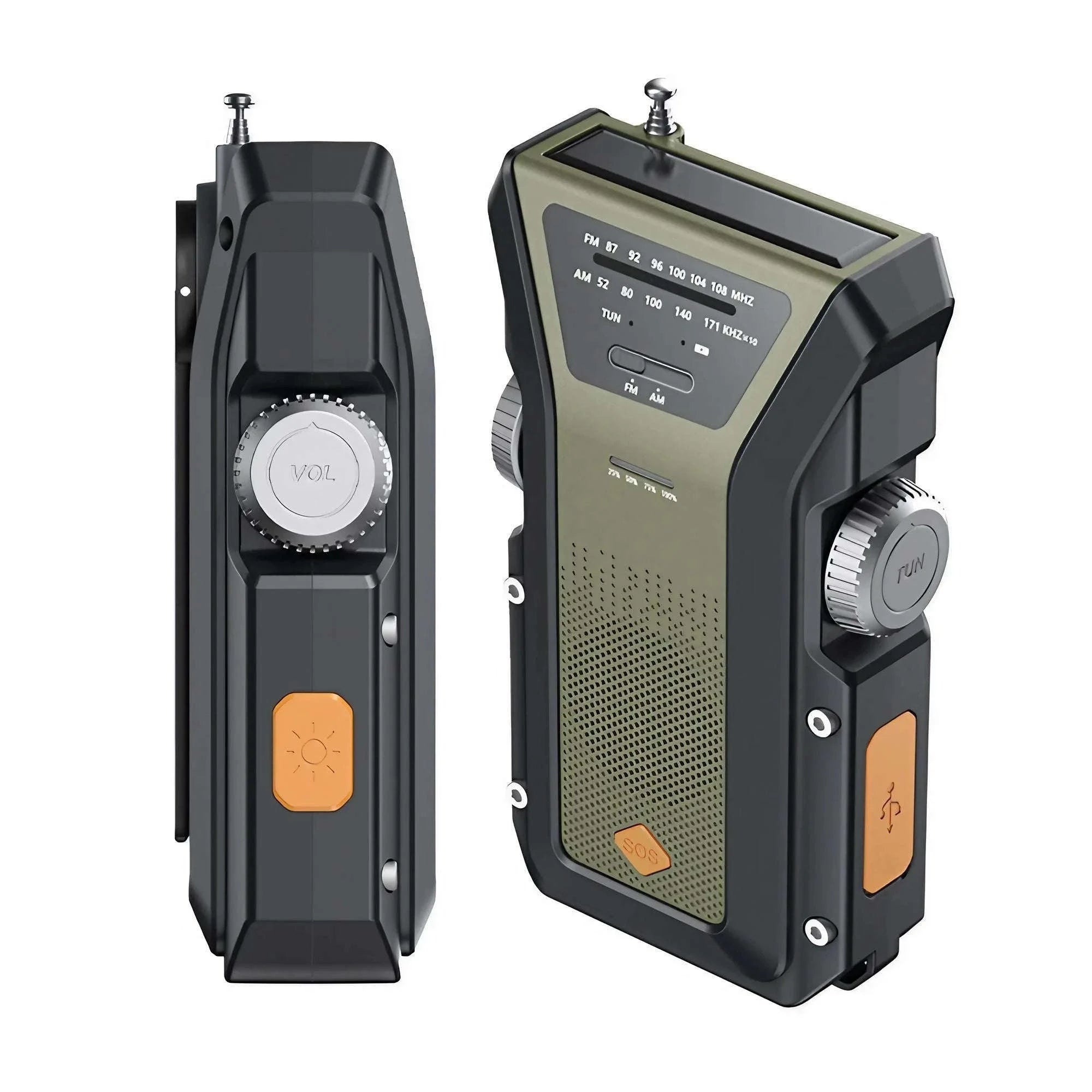 Emergency Weather Radio Multifunctional Hand Crank Solar Power Bank-Style D Orange