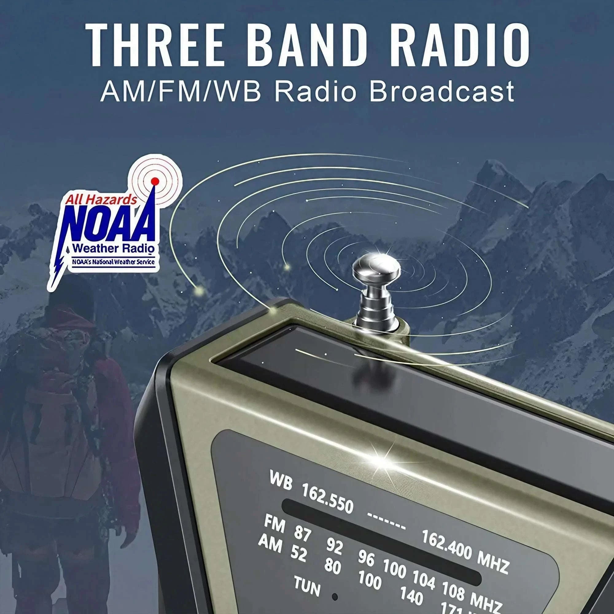 Emergency Weather Radio Multifunctional Hand Crank Solar Power Bank-Style D Orange