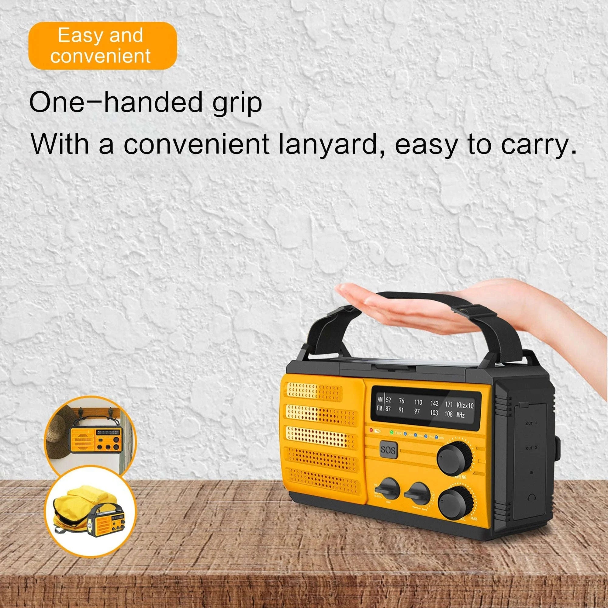 Emergency Weather Radio Multifunctional Hand Crank Solar Power Bank-Style D Orange