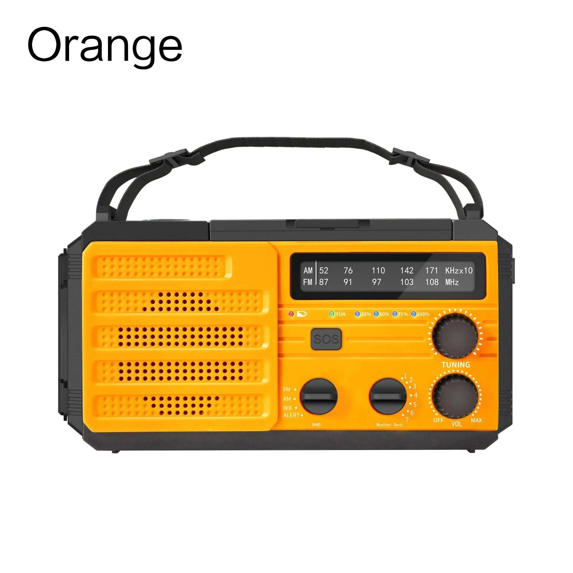 Emergency Weather Radio Multifunctional Hand Crank Solar Power Bank-Style D Orange