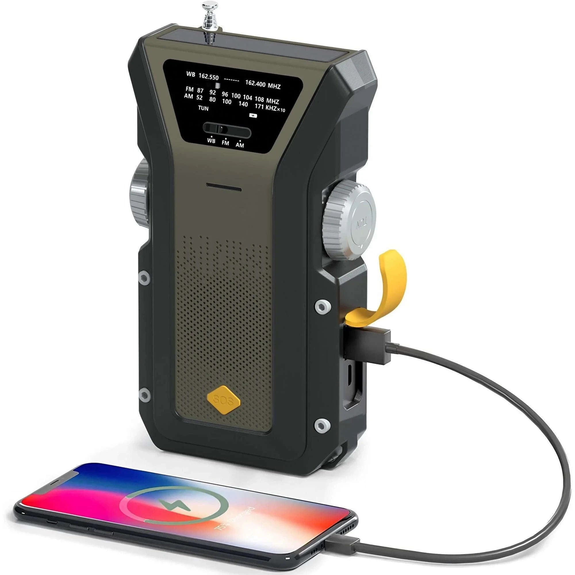 Emergency Weather Radio Multifunctional Hand Crank Solar Power Bank-Style D Orange