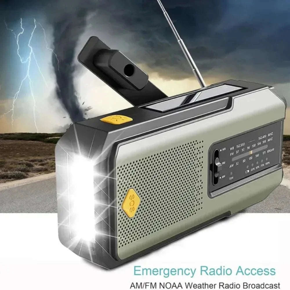 Emergency Weather Radio Multifunctional Hand Crank Solar Power Bank-Style D Orange