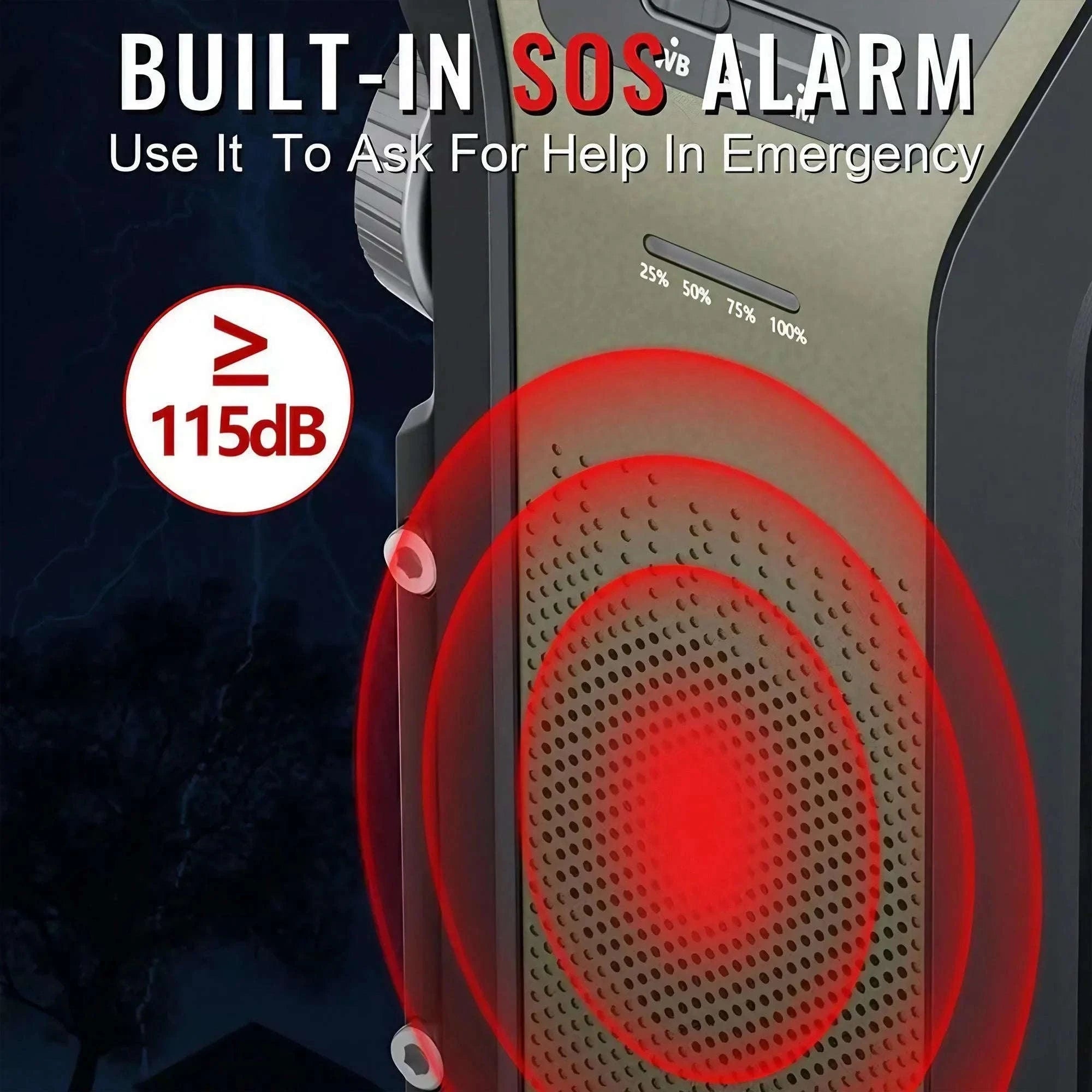 Emergency Weather Radio Multifunctional Hand Crank Solar Power Bank-Style D Orange