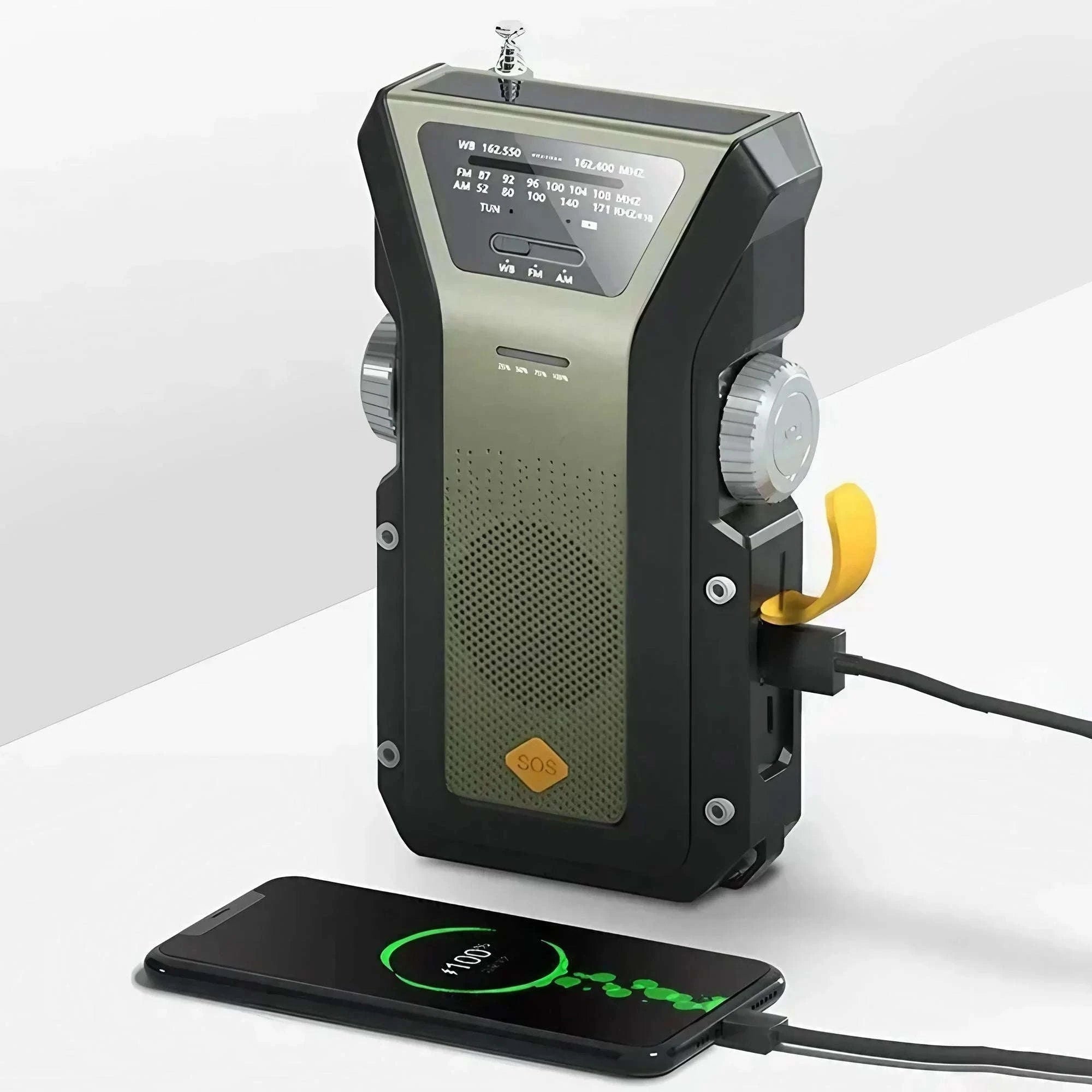 Emergency Weather Radio Multifunctional Hand Crank Solar Power Bank-Style D Orange