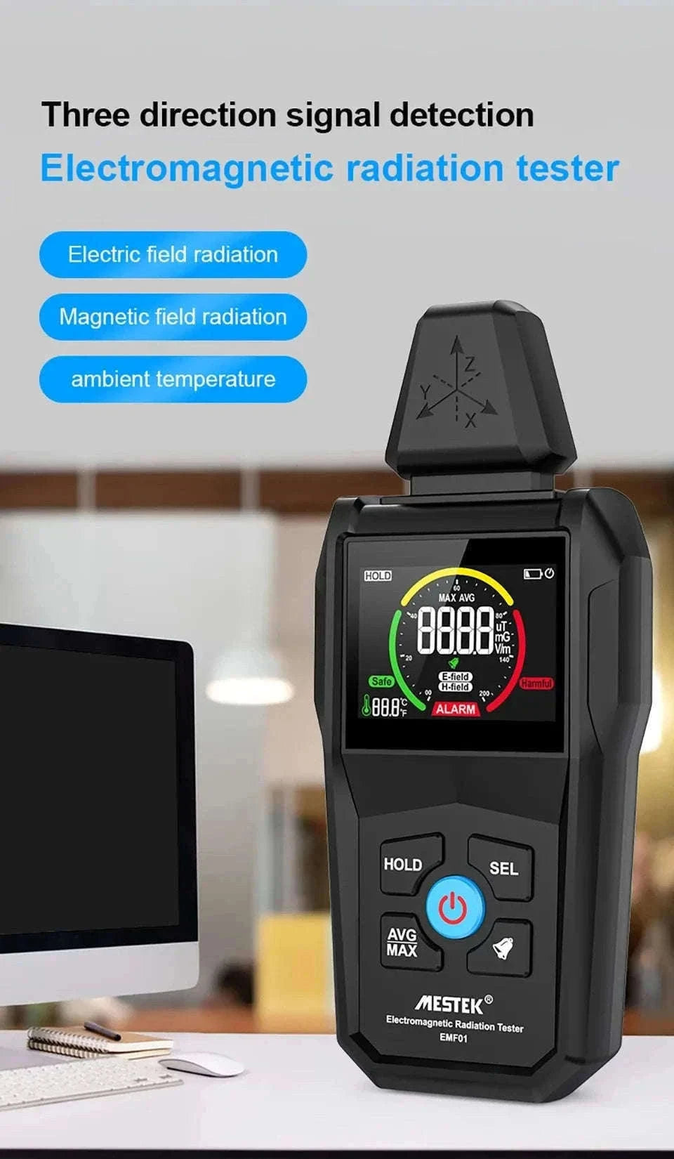 EMF Detector with Precise Readings and Clear Visual Alerts-EMF01