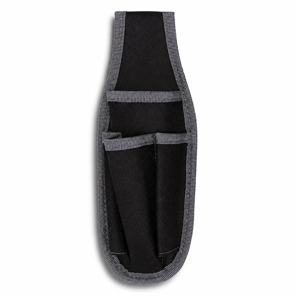 Empty black electrician belt pouch on white background