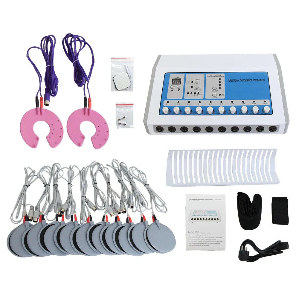 EMS Muscle Stimulator Machine with 10 Channels-Silver / United States