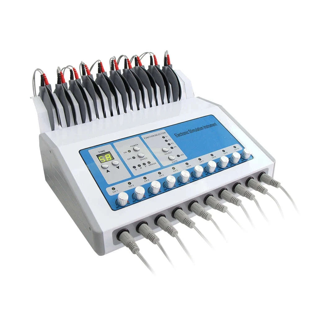 EMS Muscle Stimulator Machine with 10 Channels-Silver / United States