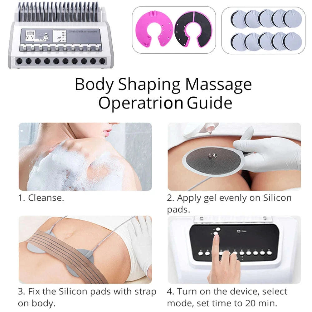 EMS Muscle Stimulator Machine with 10 Channels-Silver / United States