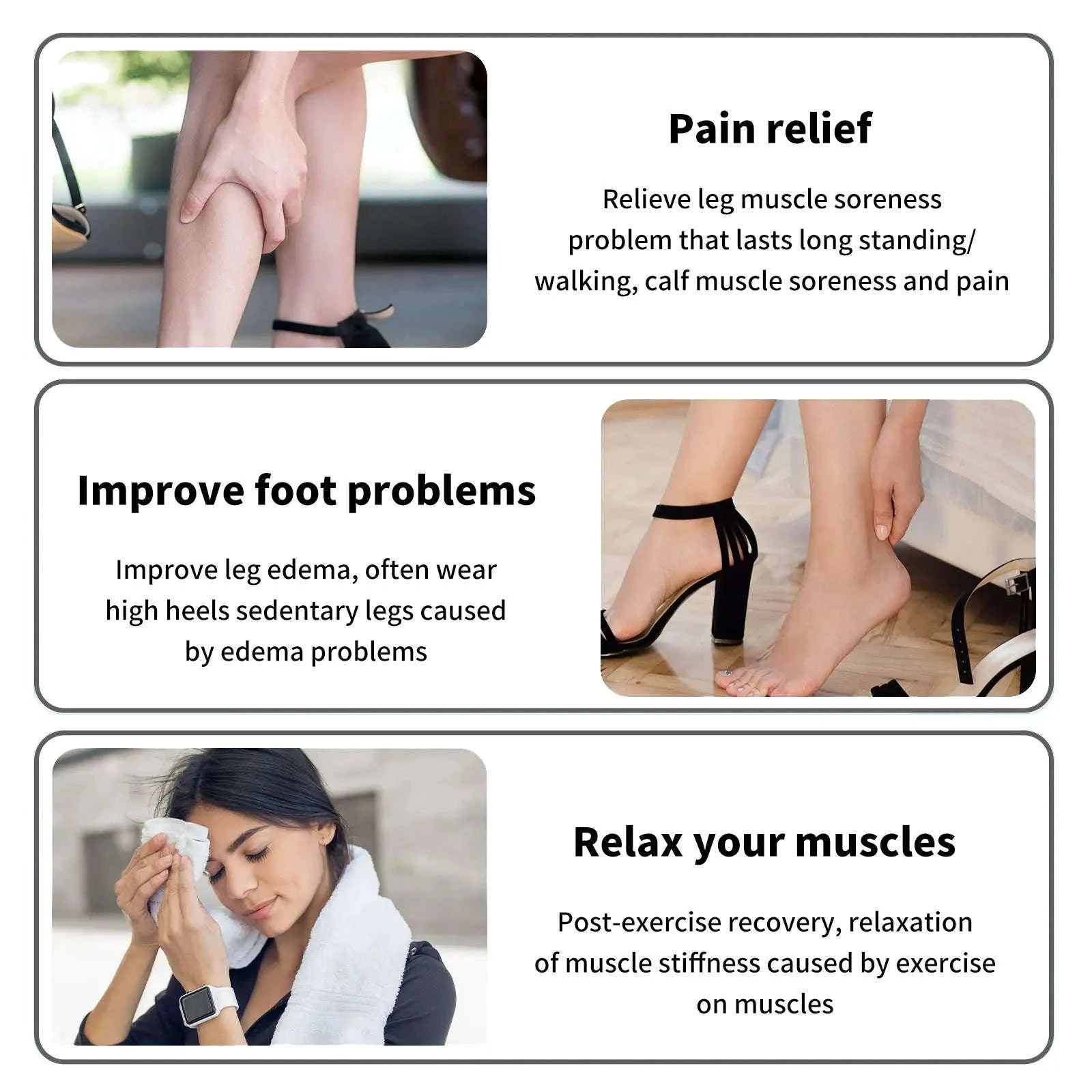 EMS TENS Foot Massager with 12 Modes & 20 Levels for Pain Relief-white / france