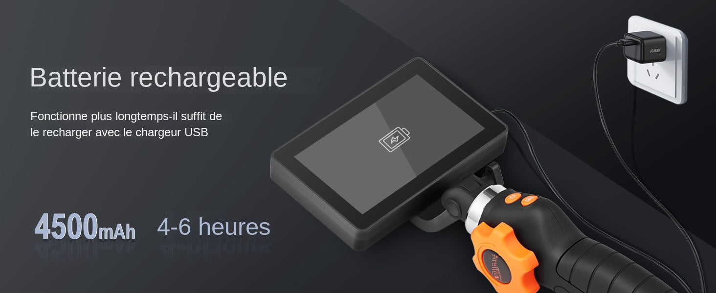 Articulating Borescope Camera with Light, 5" 1080P Screen, 6.4mm Lens