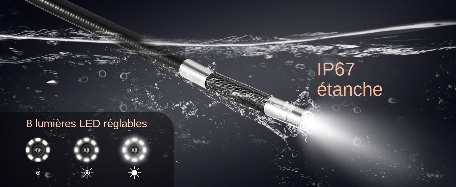 Articulating Borescope Camera with Light, 5" 1080P Screen, 6.4mm Lens