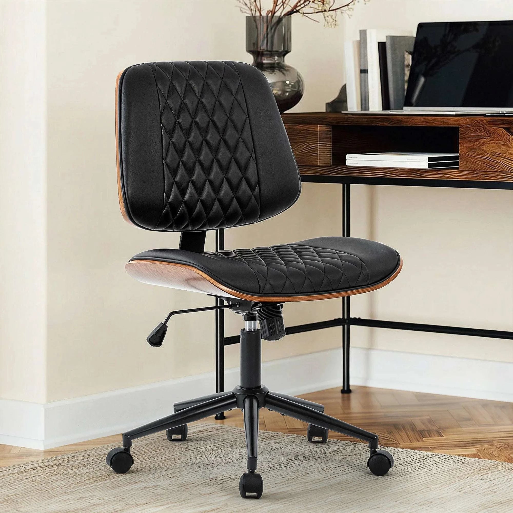 Ergonomic Armless Office Chair with Adjustable Height & Swivel-black / United States