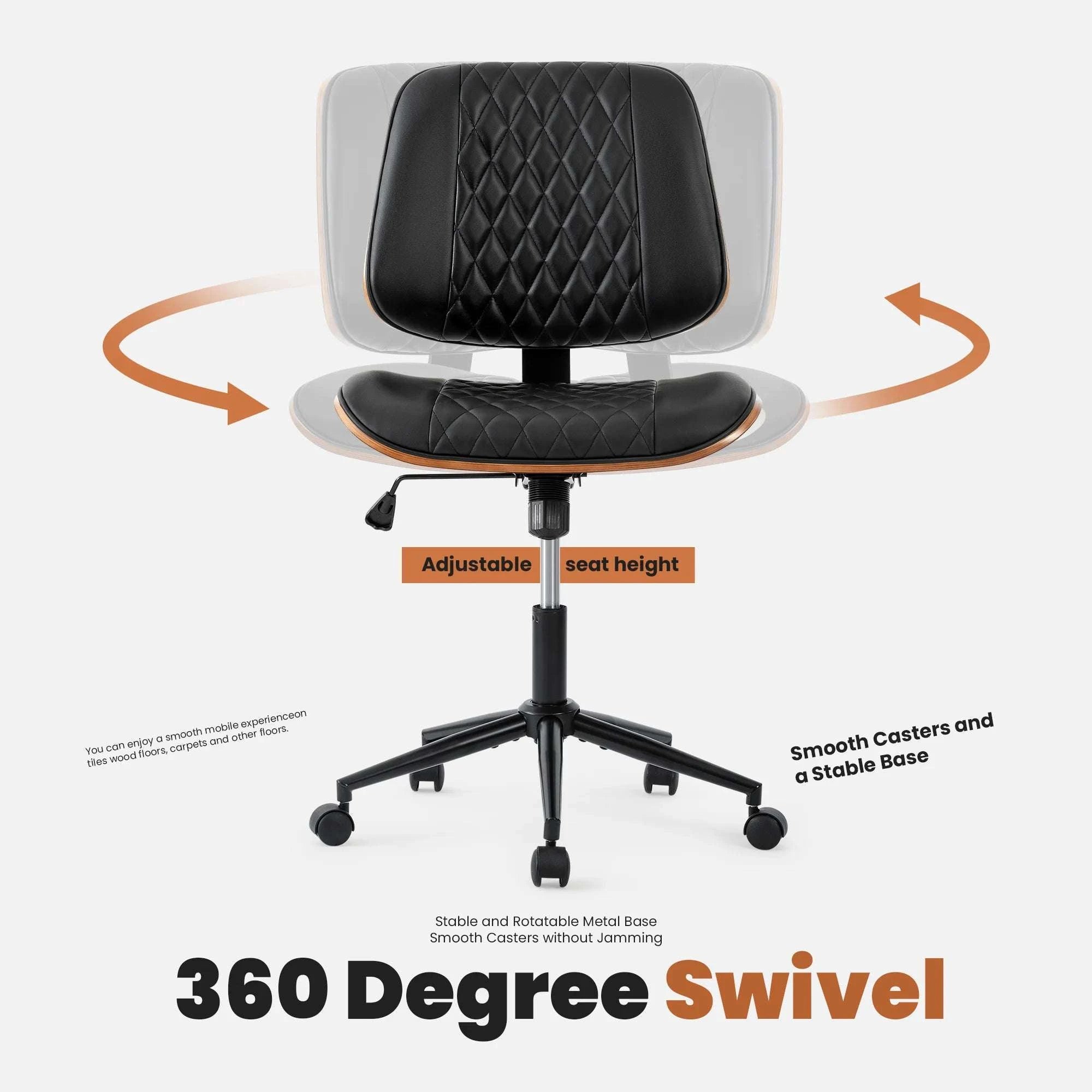 Ergonomic Armless Office Chair with Adjustable Height & Swivel-black / United States