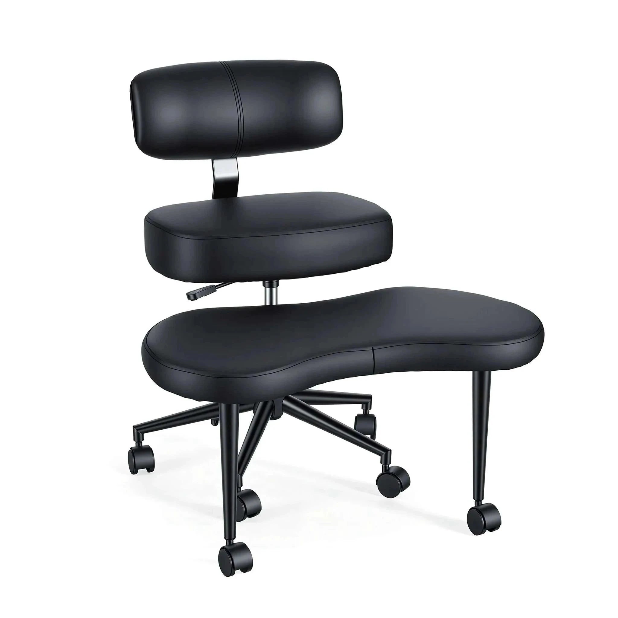 Ergonomic Armless Office Chair with Lumbar Support and Swivel Wheels-Teddy Pink / United States