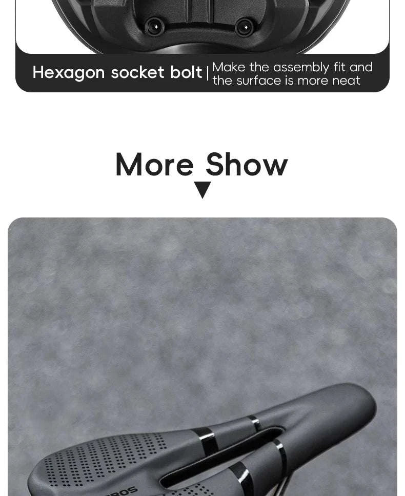 Ergonomic Bike Saddle Comfortable Leather Seat for Road Cycling-380023001