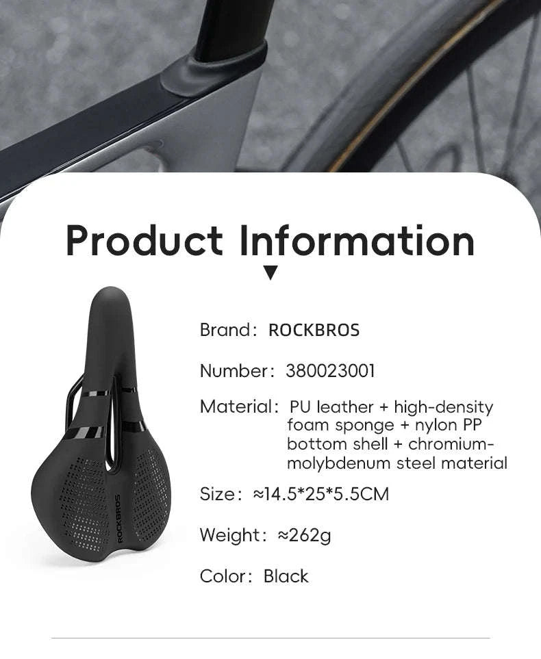Ergonomic Bike Saddle Comfortable Leather Seat for Road Cycling-380023001