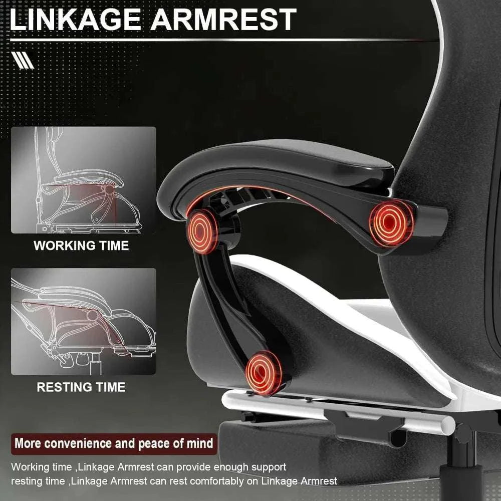 Ergonomic Gaming Chair with Footrest & Recliner, Adjustable Height-United States / Red black