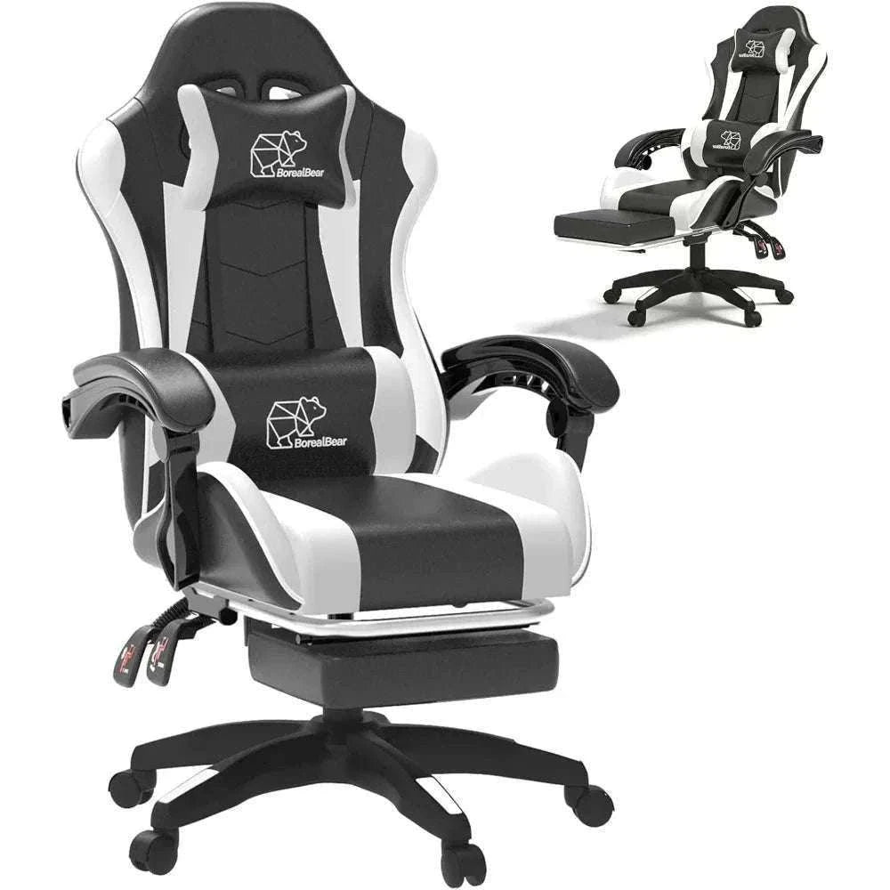 Ergonomic Gaming Chair with Footrest & Recliner, Adjustable Height-United States / Red black