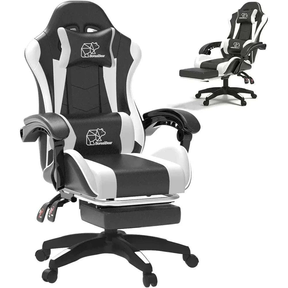 Ergonomic Gaming Chair with Footrest & Recliner, Adjustable Height-United States / Red black