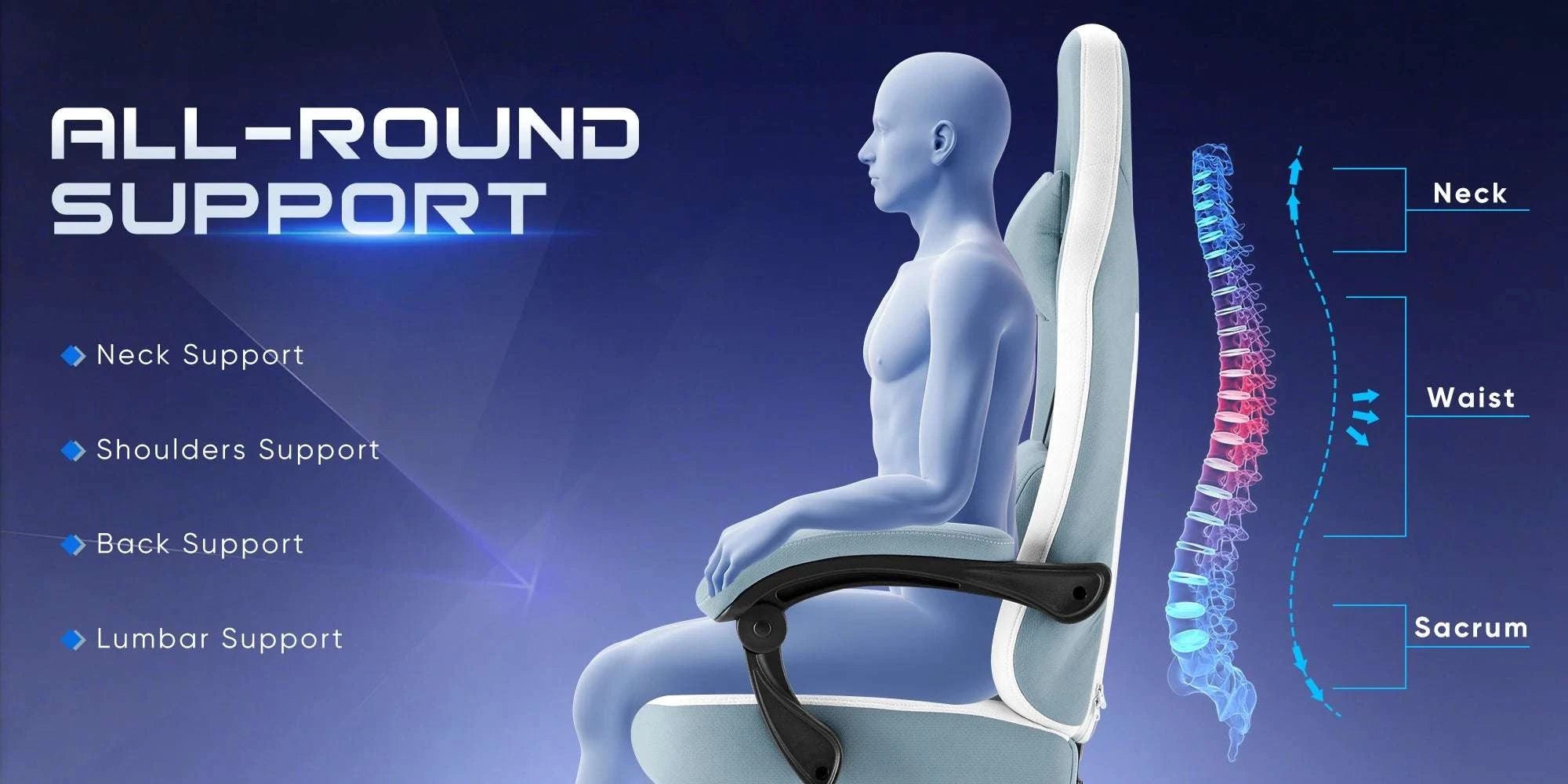 Ergonomic Gaming Chair with Lumbar Support, Recline & Footrest-Pink / United States