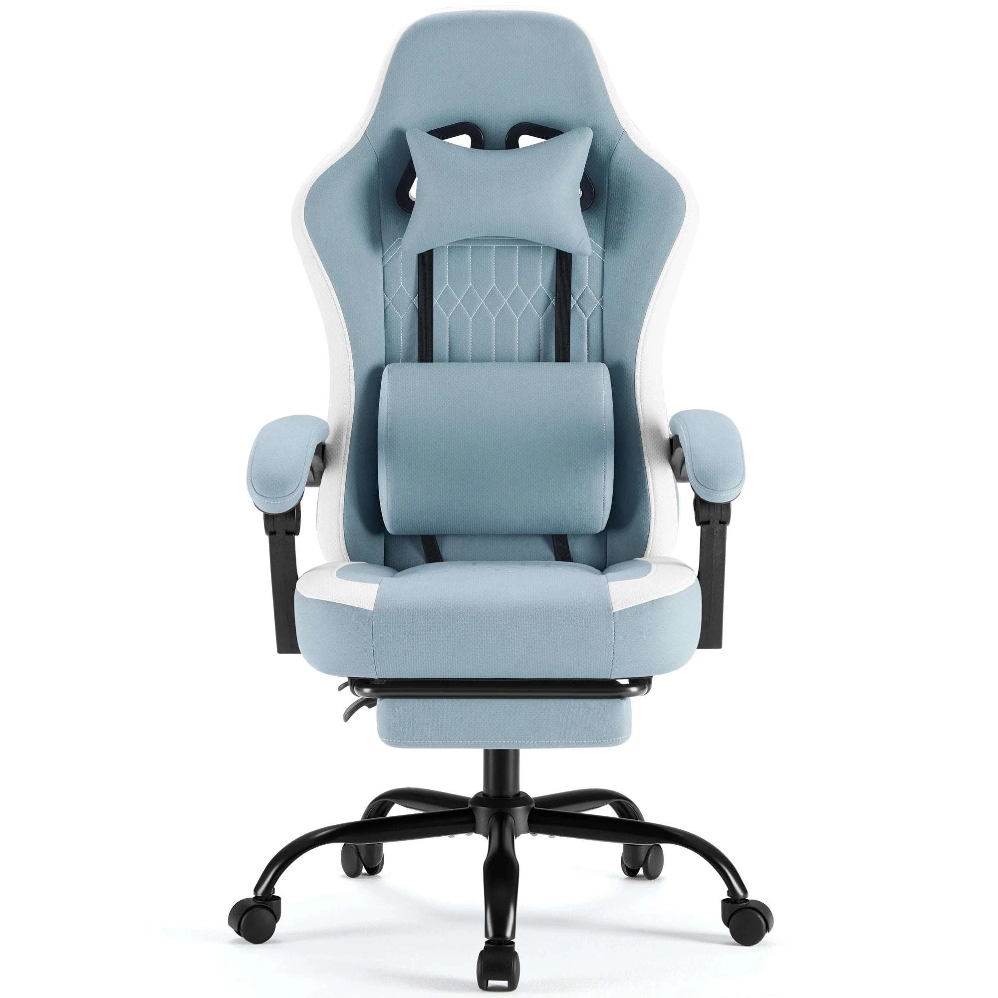 Ergonomic Gaming Chair with Lumbar Support, Recline & Footrest-Pink / United States