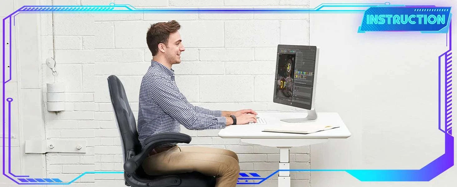 Ergonomic Gaming Office Chair with Flip-Up Armrests & Adjustable Height-Blue / United States