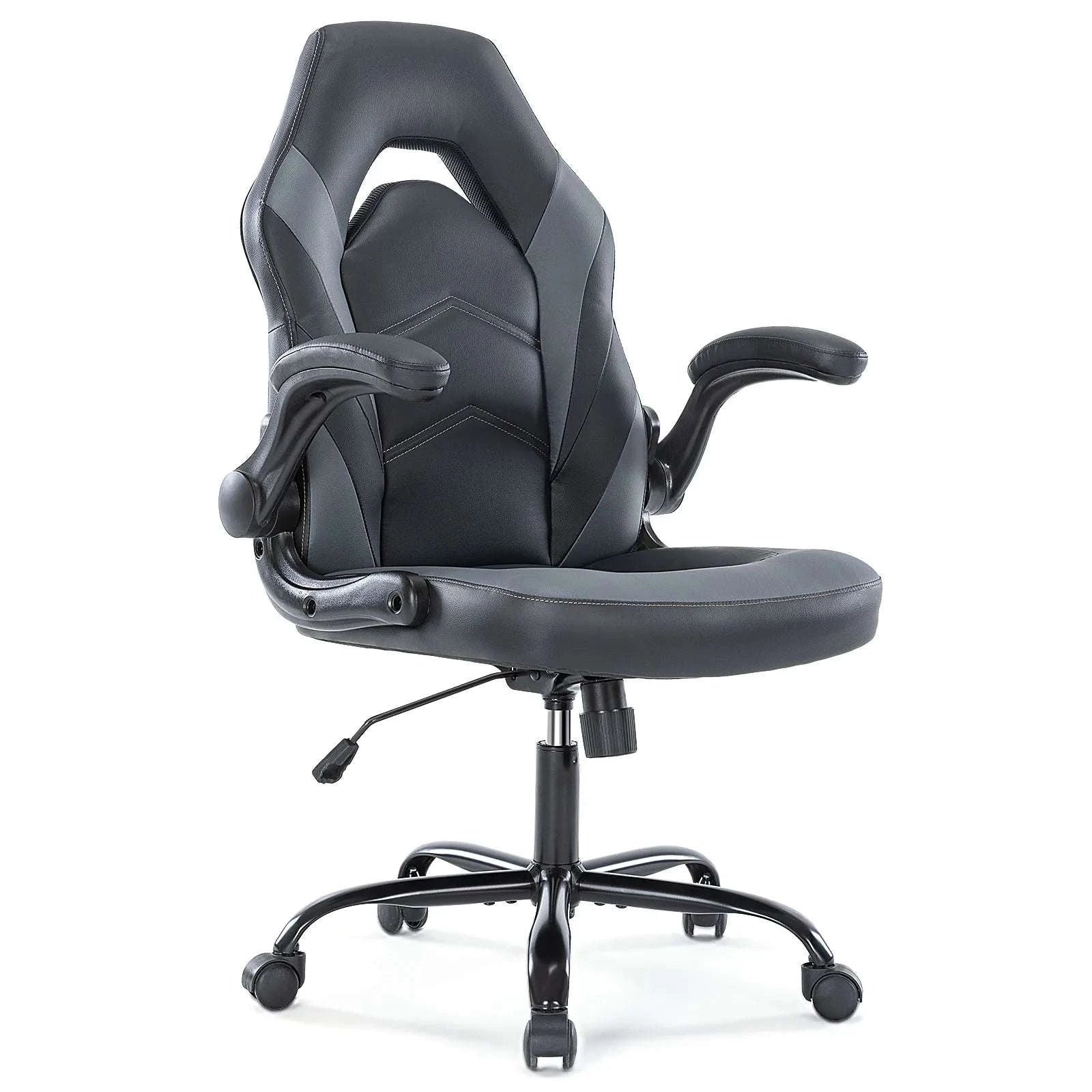 Ergonomic Gaming Office Chair with Flip-Up Armrests & Adjustable Height-Blue / United States