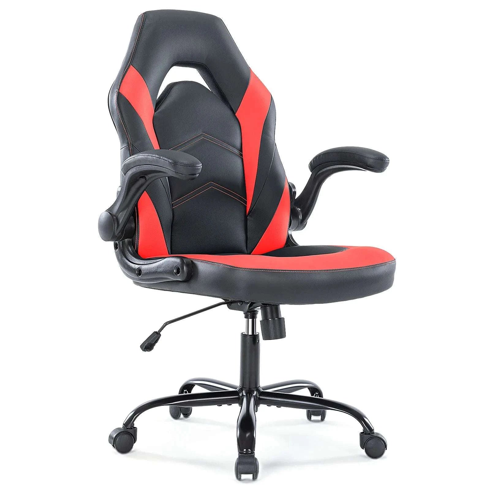 Ergonomic Gaming Office Chair with Flip-Up Armrests & Adjustable Height-Blue / United States