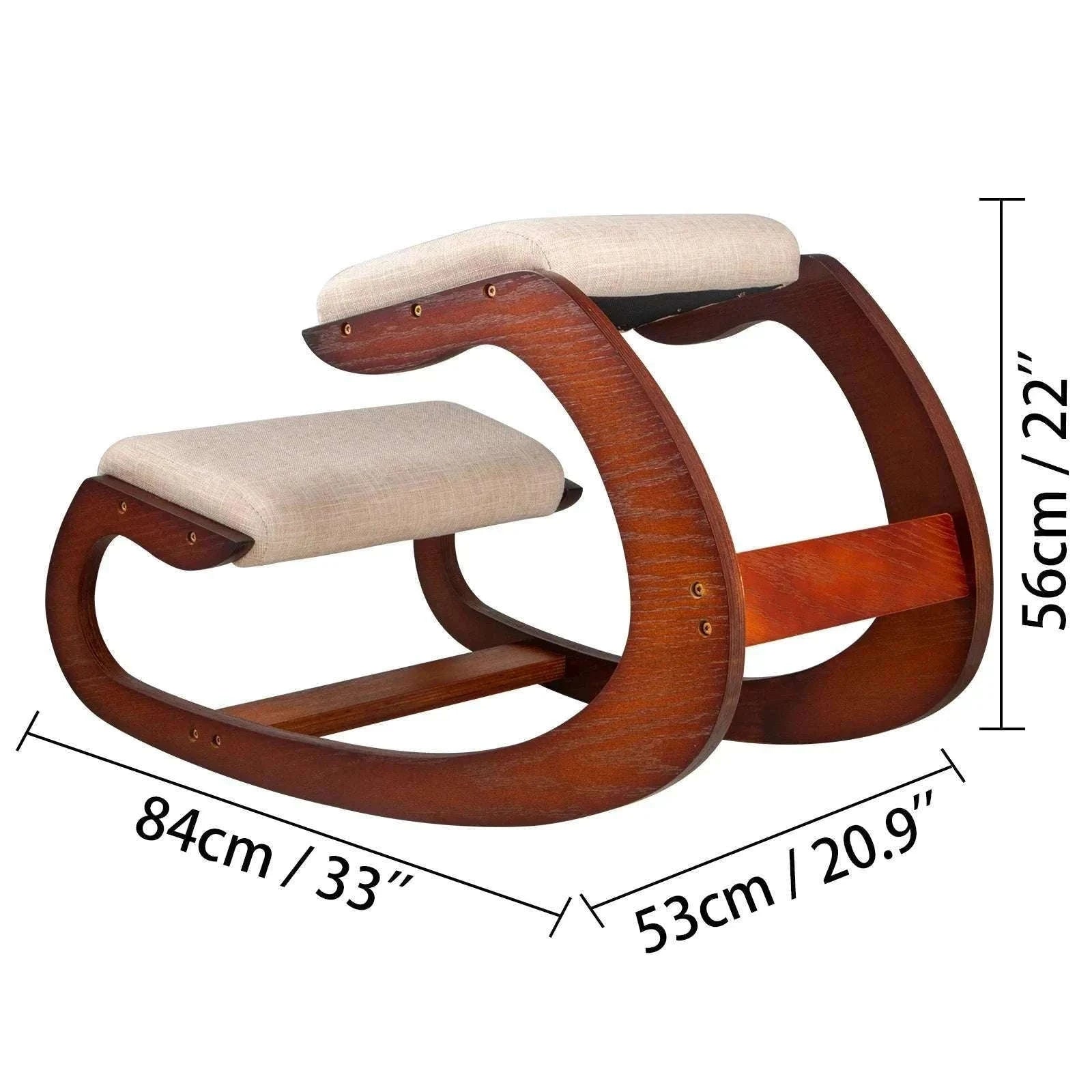 Ergonomic Kneeling Chair with Thick Cushion & Rocking Wood Frame-White Oak / CZECH REPUBLIC