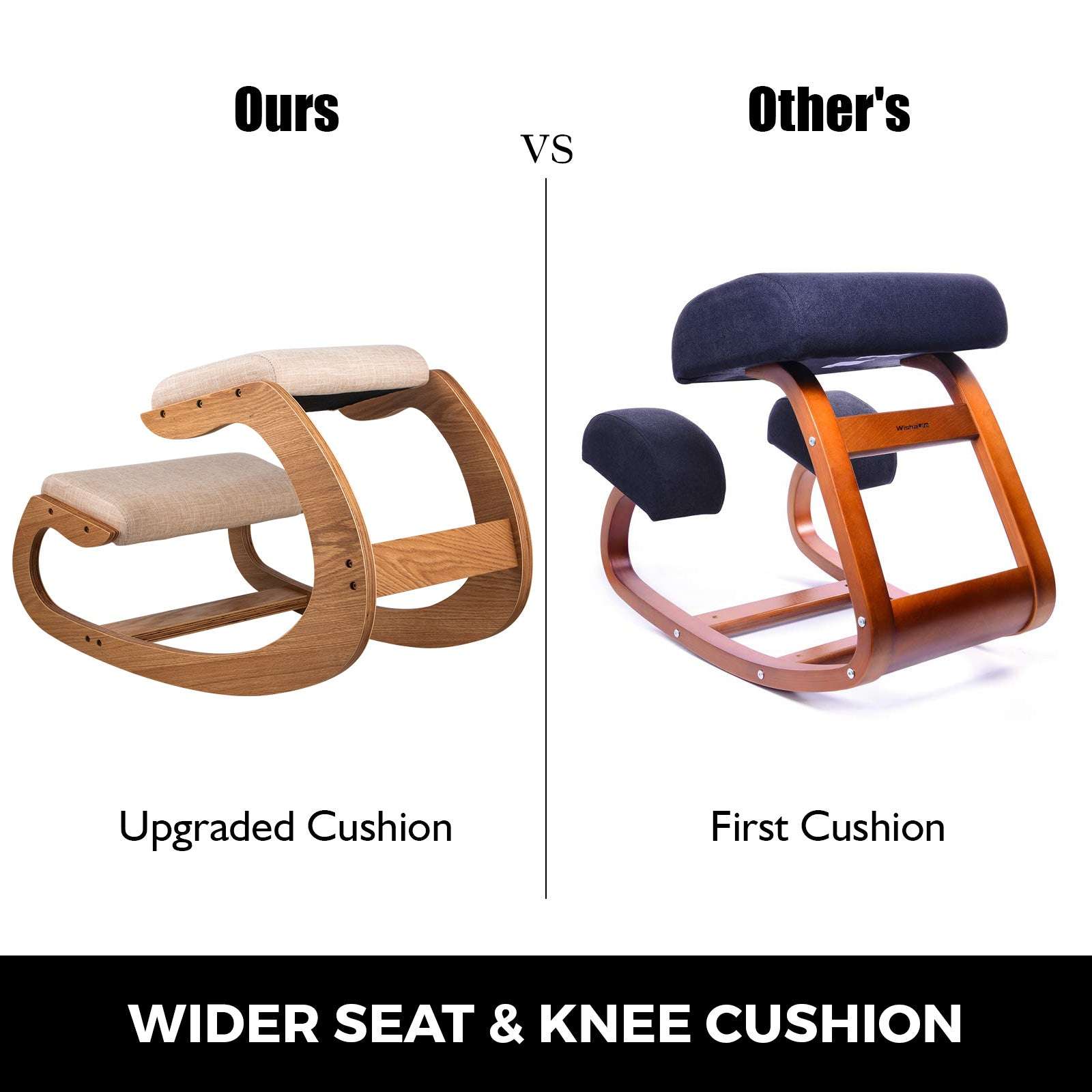 Ergonomic Kneeling Chair with Thick Cushion & Rocking Wood Frame-White Oak / CZECH REPUBLIC