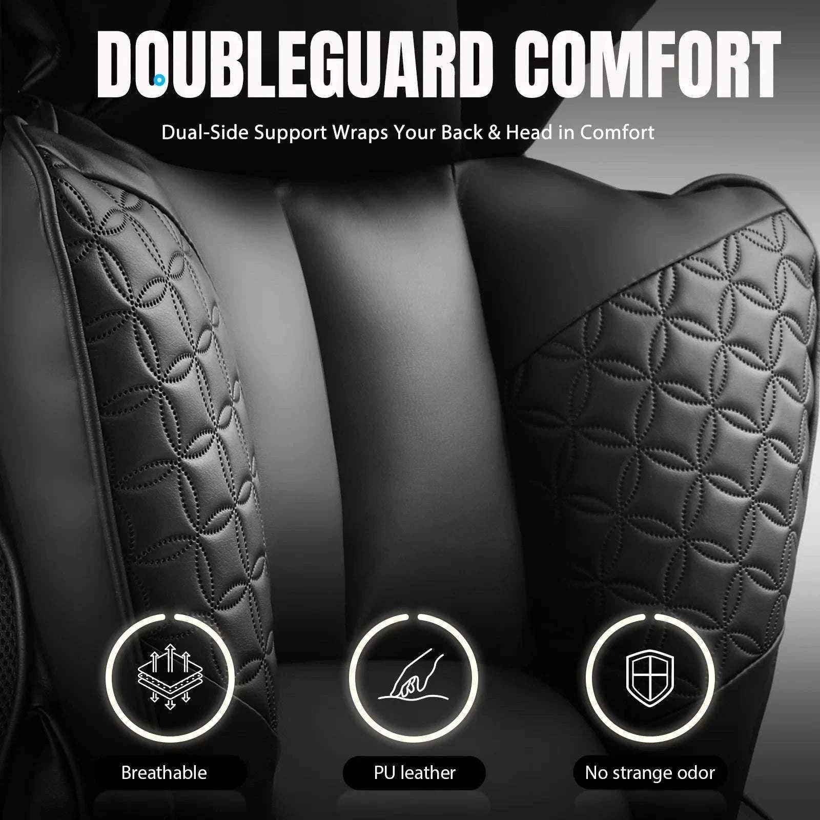 Ergonomic Leather Office Chair with Footrest & Reclining Back-black / United States