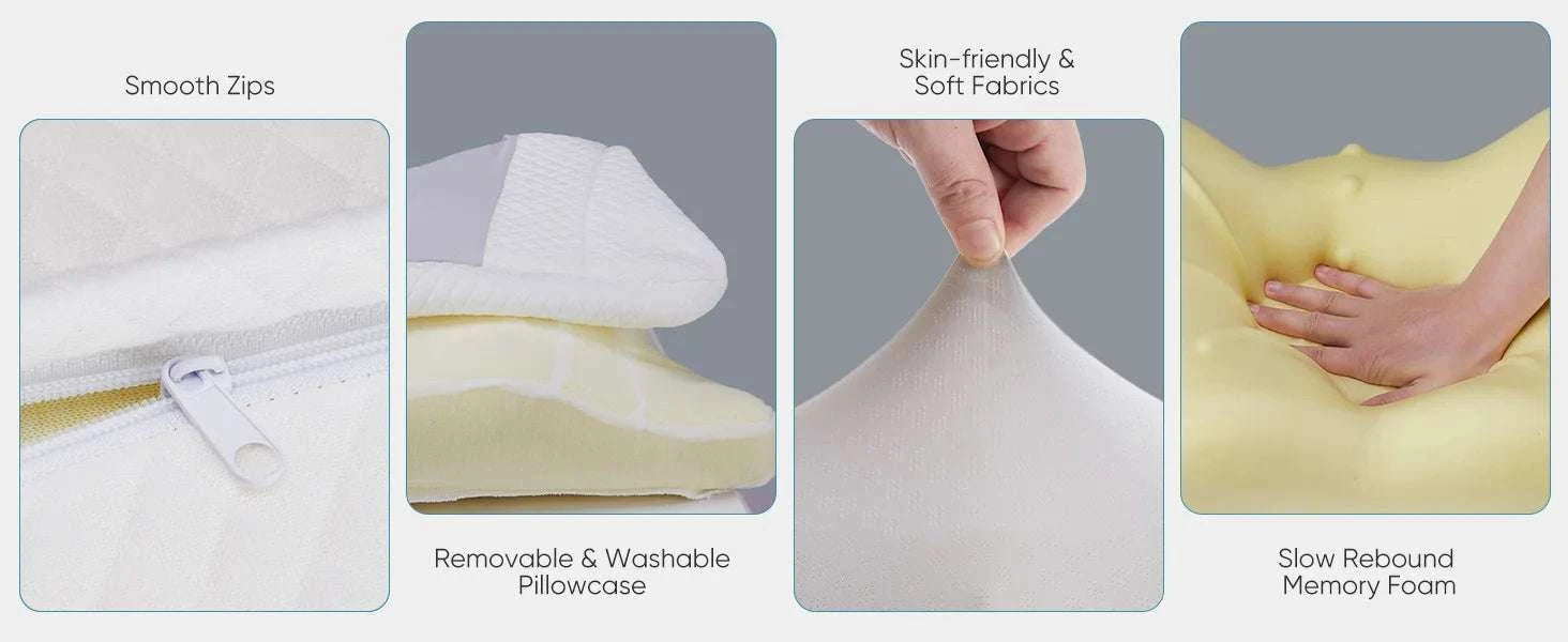 Ergonomic Memory Foam Cervical Pillow with Cooling Case-Dark Gray / United States