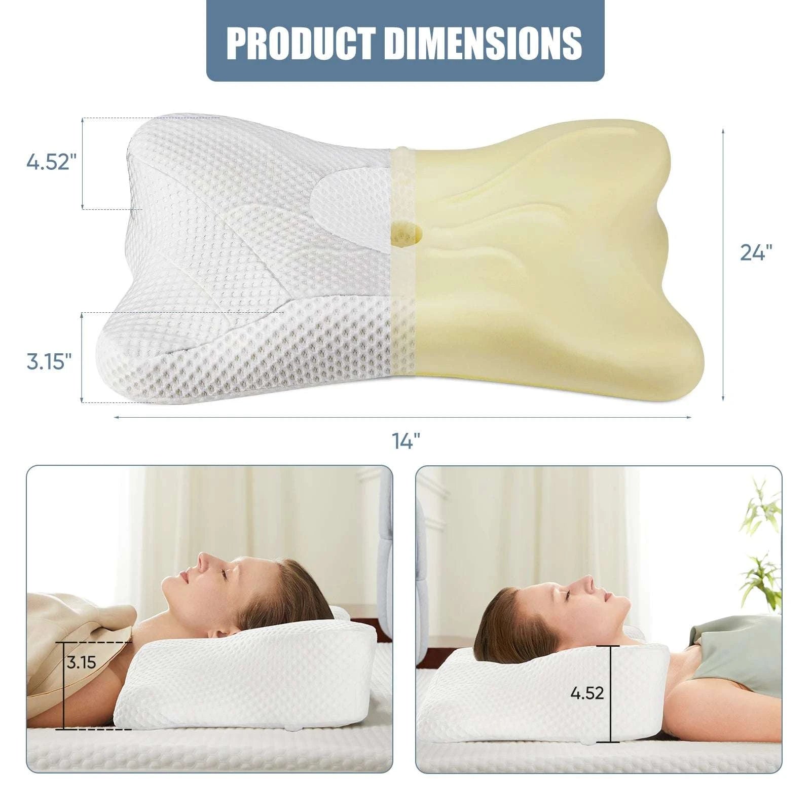 Ergonomic Memory Foam Cervical Pillow with Cooling Case-Dark Gray / United States