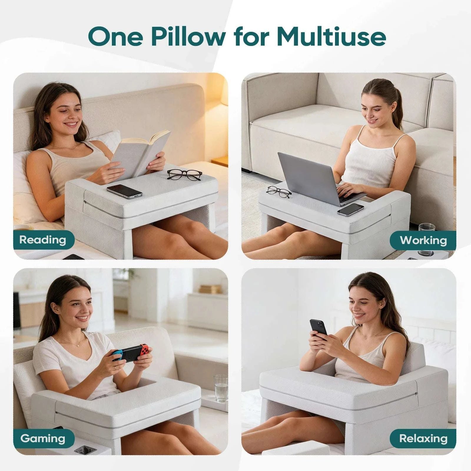 Ergonomic Memory Foam Neck Pillow with Cooling Washable Cover-Gray / United States
