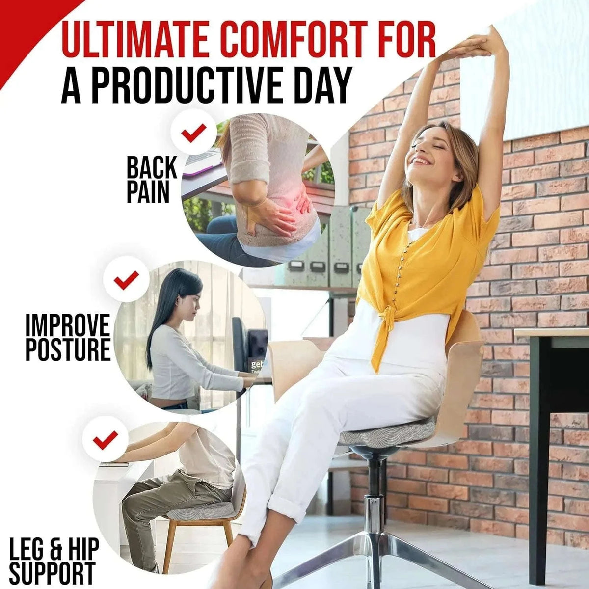 Ergonomic Memory Foam Office Cushion for All-Day Sitting-blue