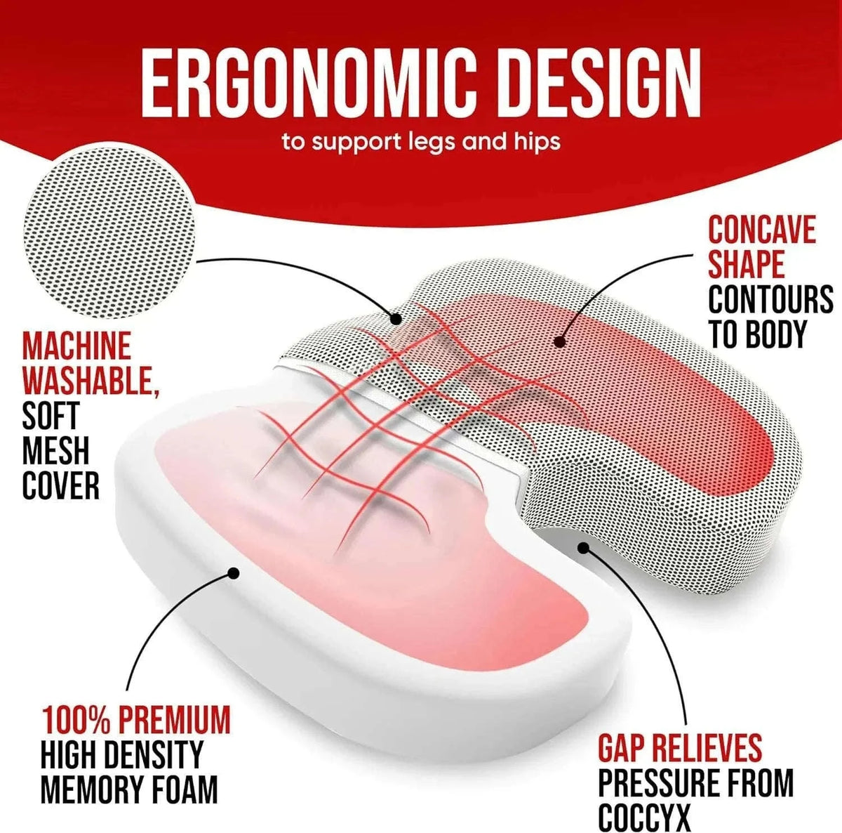 Ergonomic Memory Foam Office Cushion for All-Day Sitting-blue