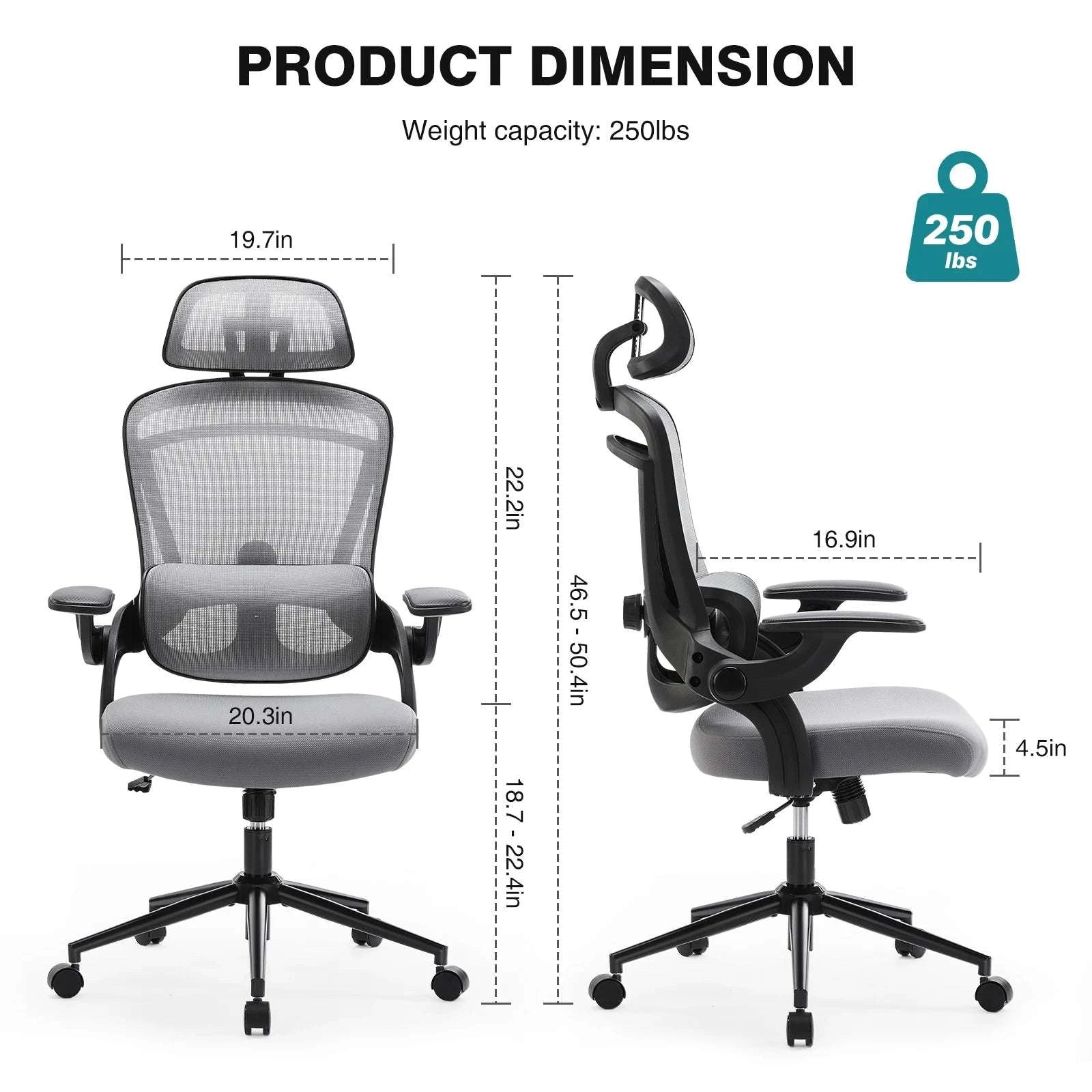 Ergonomic Mesh Office Chair with Adjustable Lumbar & 120° Tilt-black / United States