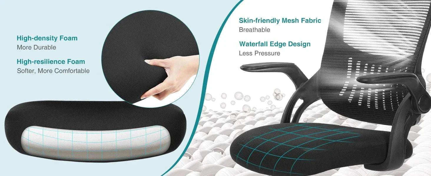 Ergonomic Mesh Office Chair with Lumbar Support & Adjustable Height-Short flip armrest / GERMANY