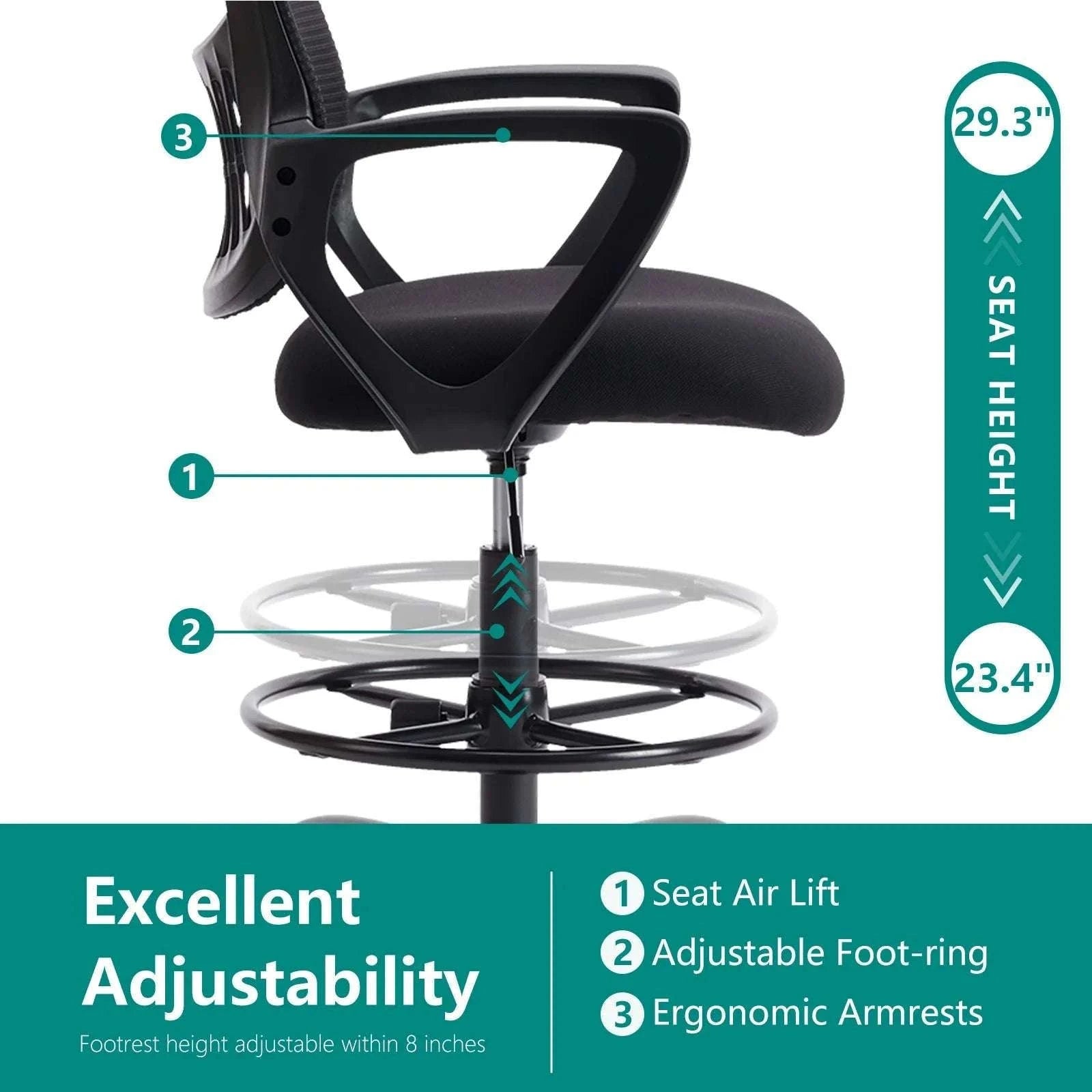 Ergonomic Mesh Office Chair with Lumbar Support & Adjustable Height-Short flip armrest / GERMANY
