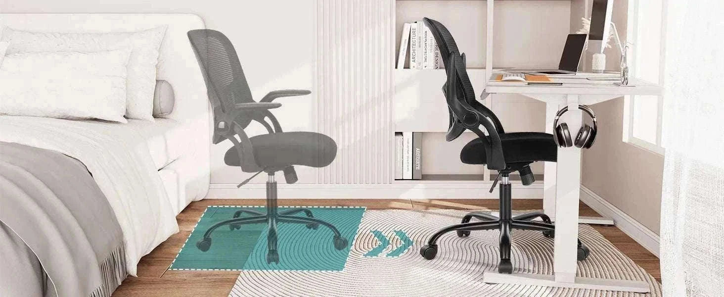 Ergonomic Mesh Office Chair with Lumbar Support & Adjustable Height-Short flip armrest / United States